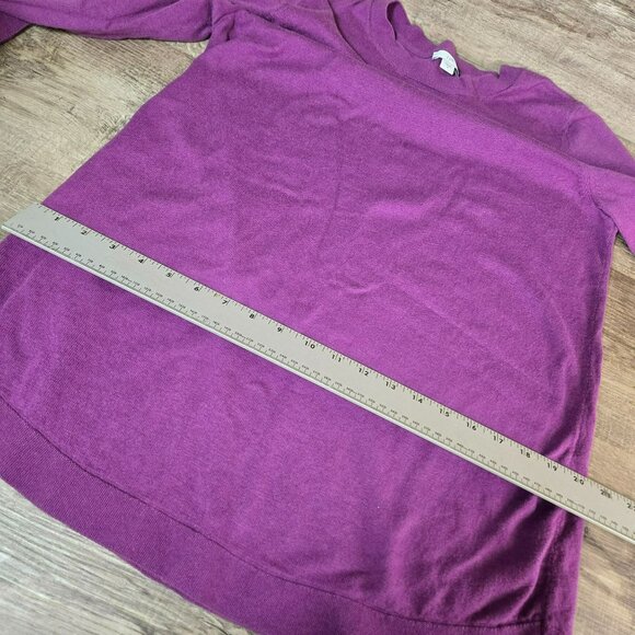 J Jill Purple Sweater Tunic Small Cotton Blend w Long Multicolor Fringed Scarf - Picture 13 of 14